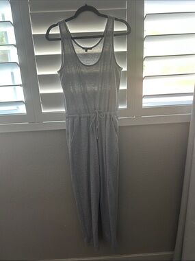 Ambiance Light Gray Sleeveless Drawstring Jumpsuit